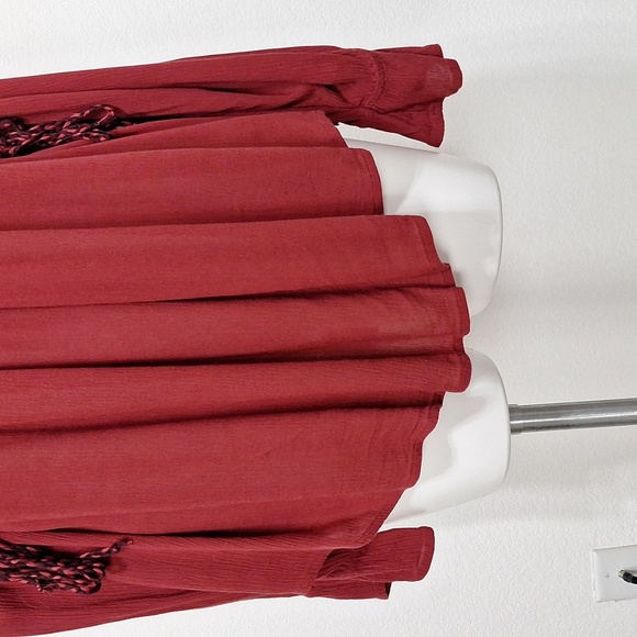 Jessica Simpson Rosewood Bailey Long Sleeve Boho Romantic Lace Up Blouse Size 1X - Picture 3 of 14